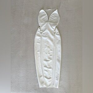 Elegant high slits backless White Dress